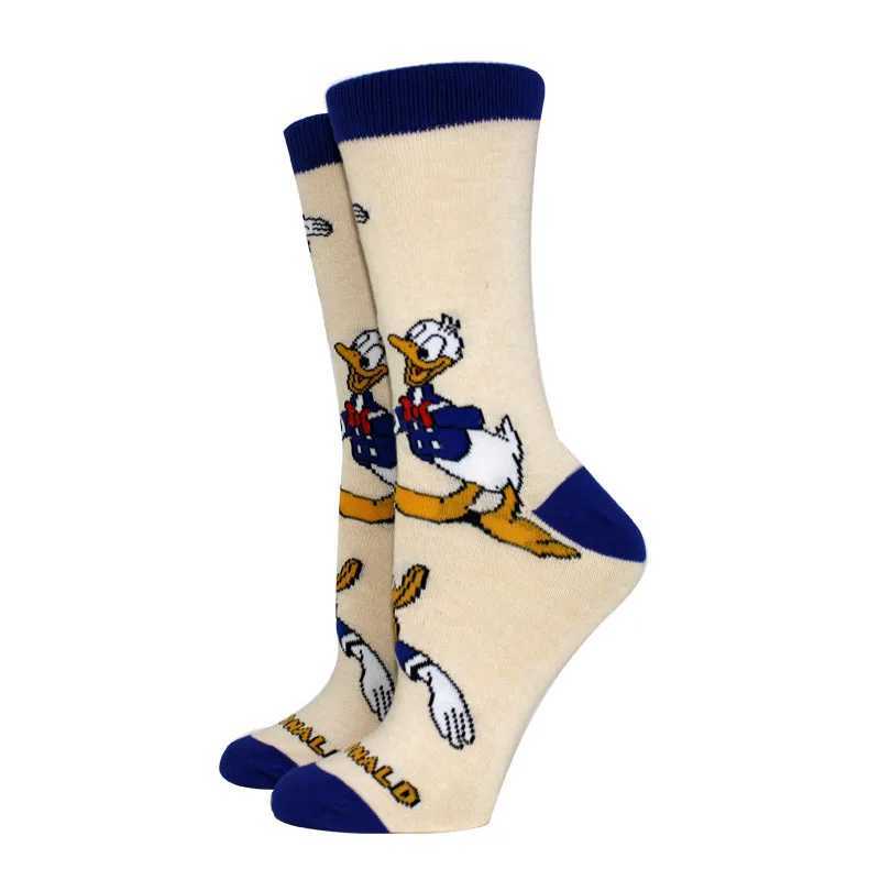 5 pairs of novel cartoon womens socks Kawaii cute duck pattern colorful round neck mens socks Happy and interesting novel socks size 36-43 X250319
