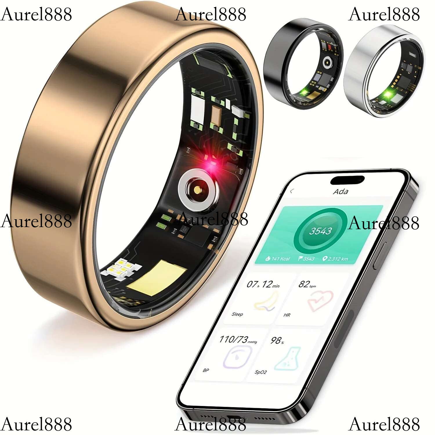 Smart ring, sleep tracking, motion monitoring, compatible with iPhone Android, smart gift, suitable for women and men