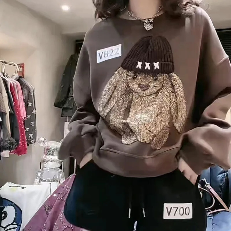 Womens clothing fashionable retro print fully matched sportswear Y2K casual Oneck long sleeved shirt zipper top streetwear hoodie 250318