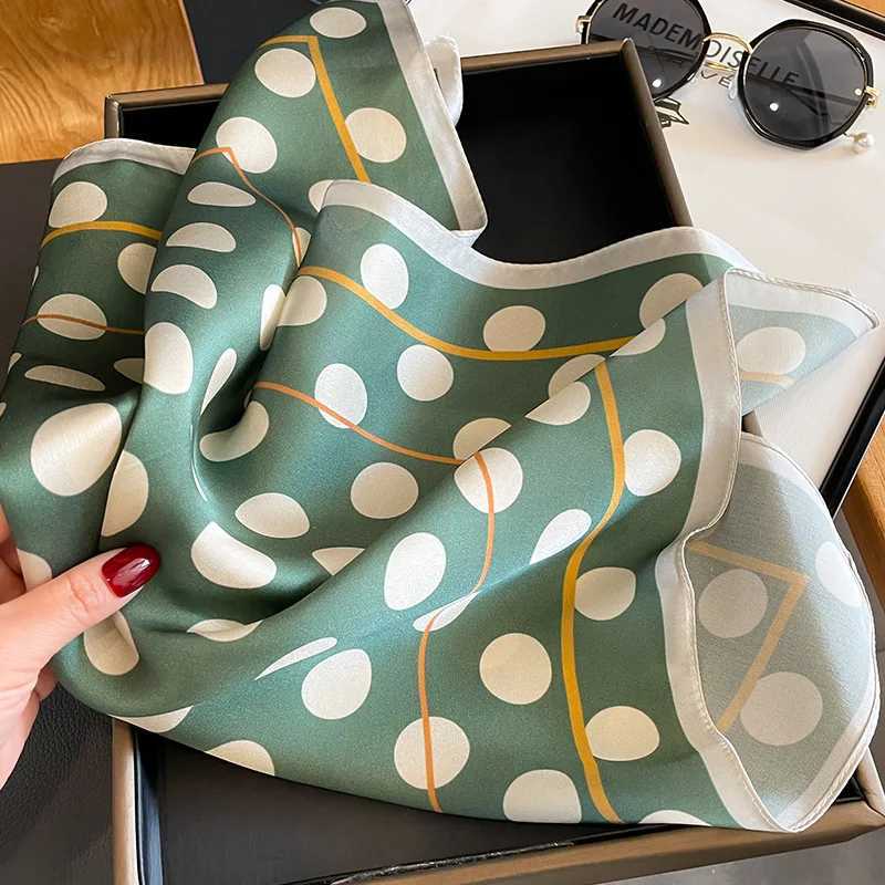 53cm Square Real Silk Neck Scarf Wen Dot Print Spring Fashion Foard Bandana Fem Hairbands Bufanda Scarves Ties 2023 X2503191