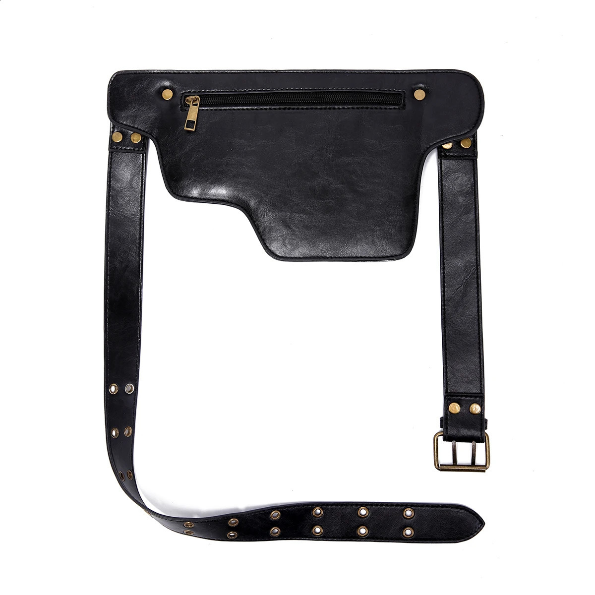 Cool Punk Motorcycle Style Waist Bag Retro Outdoor Sports Adjustable Belt Bag Fashion Fanny Pack 250314