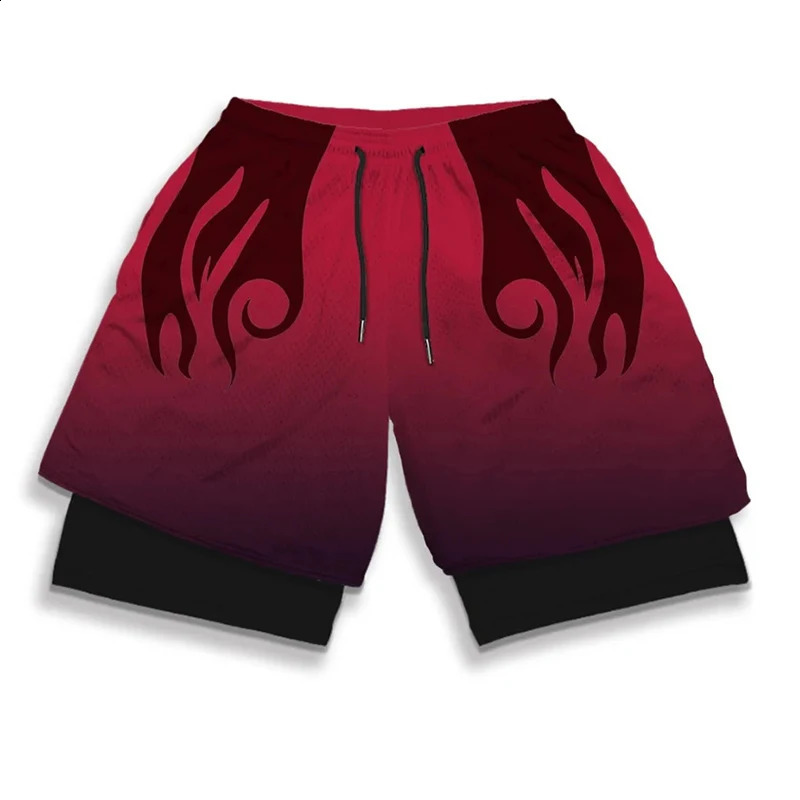 Stylish 2 in 1 Workout Running Shorts for Men Gym Athletic Quick Dry Shorts with Liner Summer Casual Print Shorts with Pockets 250317