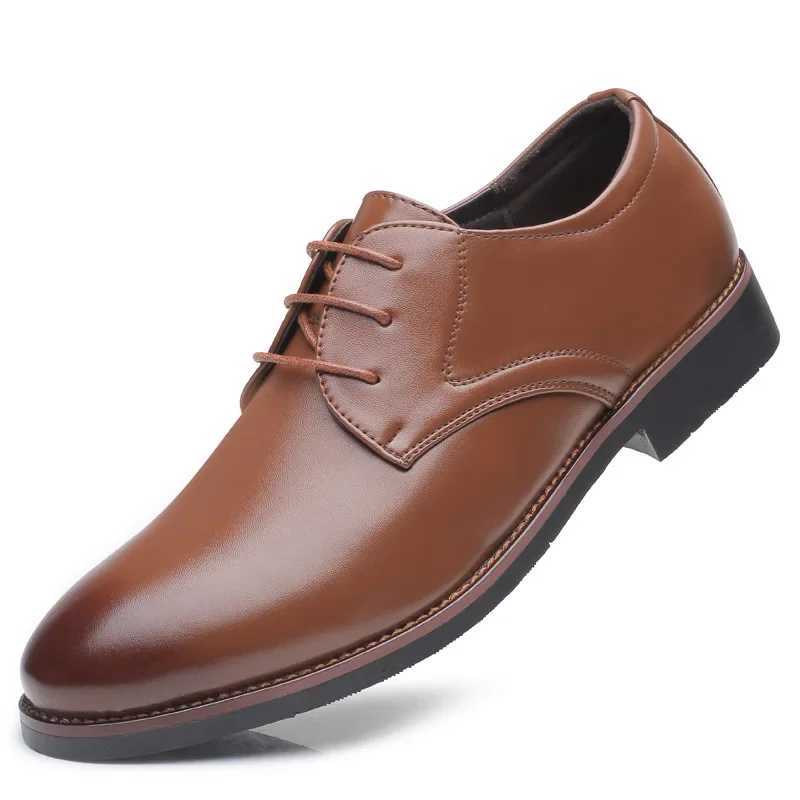 Mens breathable leather shoes with black soft leather soles for spring and summer mens business casual shoesXJ250319