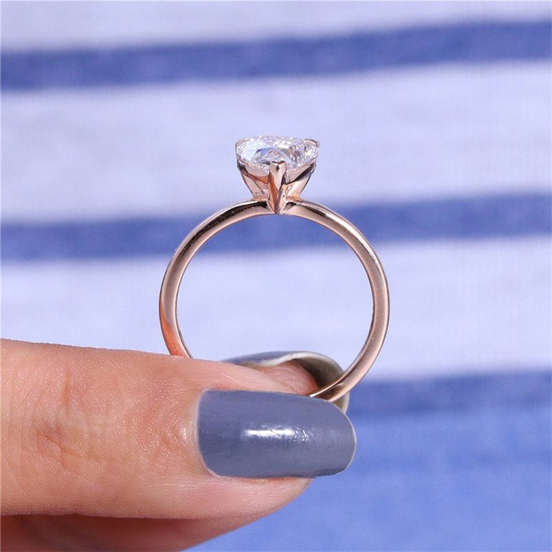 Jewelry 1.0 Carat Heart Cut IGI E VS1 Lab Diamond Engagement Ring Real Gold Womens Wedding Solitaire Wedding Band