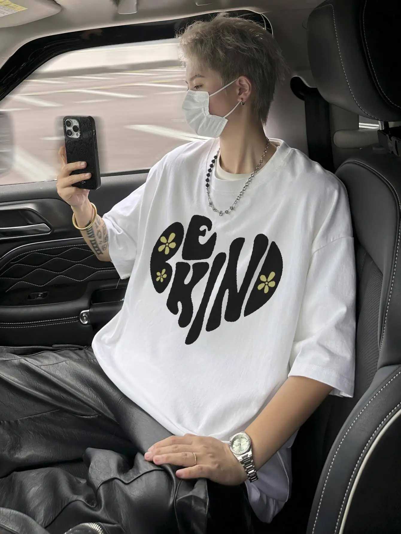 Letter Graphic Mens Casual Crew Collar T-shirt Fashion Short Sleeve T-shirt Summer High Quality Cotton Clothing Mens TopT250318