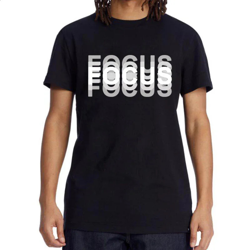 Summer Mens 100 Cotton High Quality Casual Sports Loose Oversized Funny Focus Print Round Neck Short Sleeved Tshirt Tops 250319