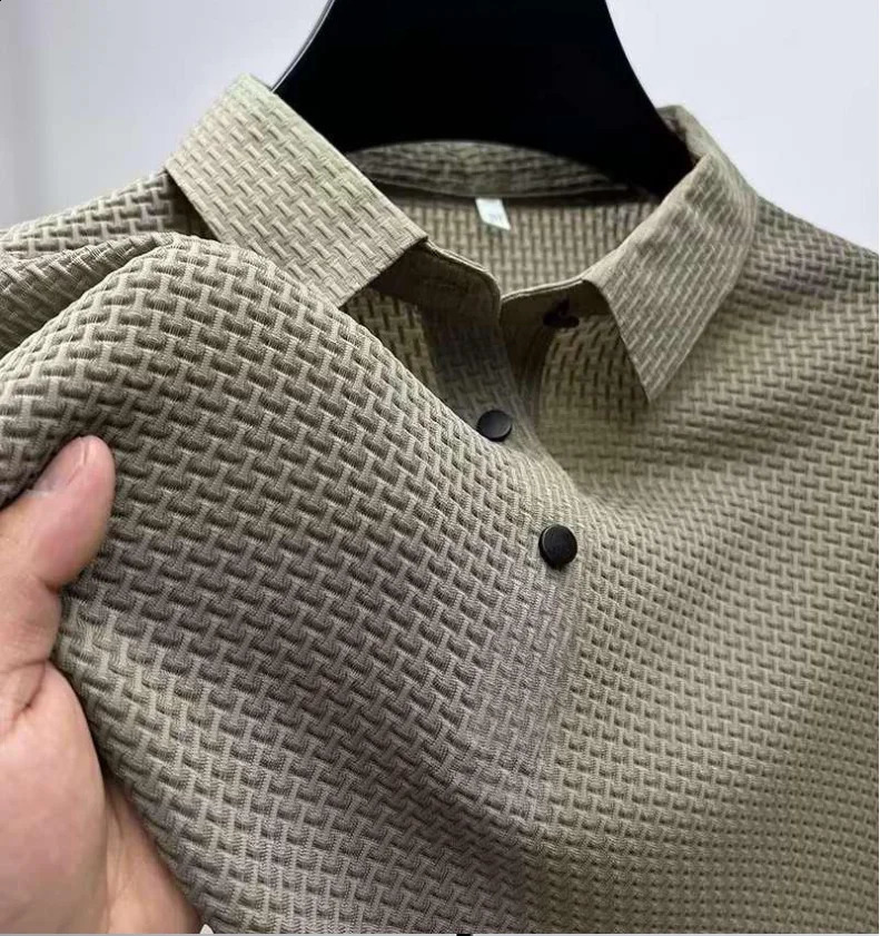 mens short sleeved T-shirt for summer cool and breathable polo shirt business and casual sweat absorbing top 250317