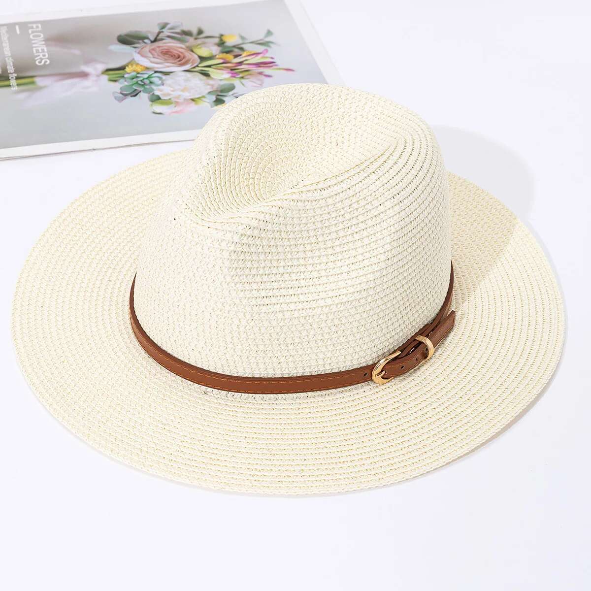 Panama Female Jazz Top Hat, Men Women's Spring Summer Straw Woven Fashionable Sun Protection And Sunshade Hat