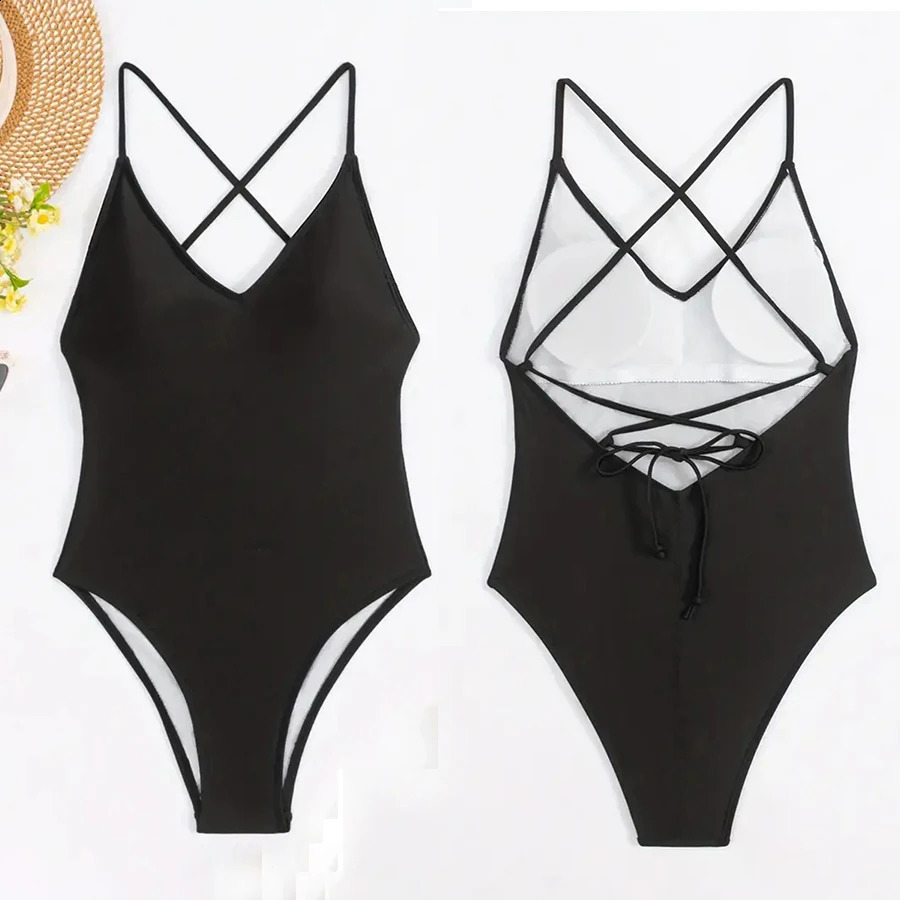 Sexy Swimsuit Solid Swimwear Women Adjustable straps Bathing Suit Bodysuit Backless Beach monokini Female Padded 2025 250317