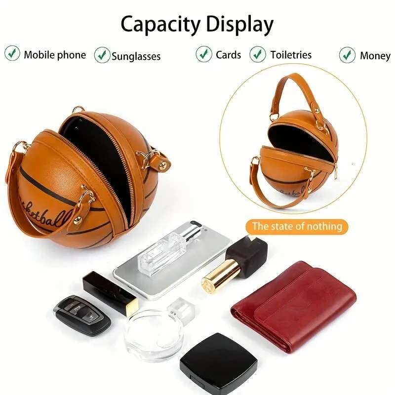 Women Shoulder PU Leather Chain Basketball Bag New Letter Print Teenagers Handbag Fashion Crossbody Bags Female