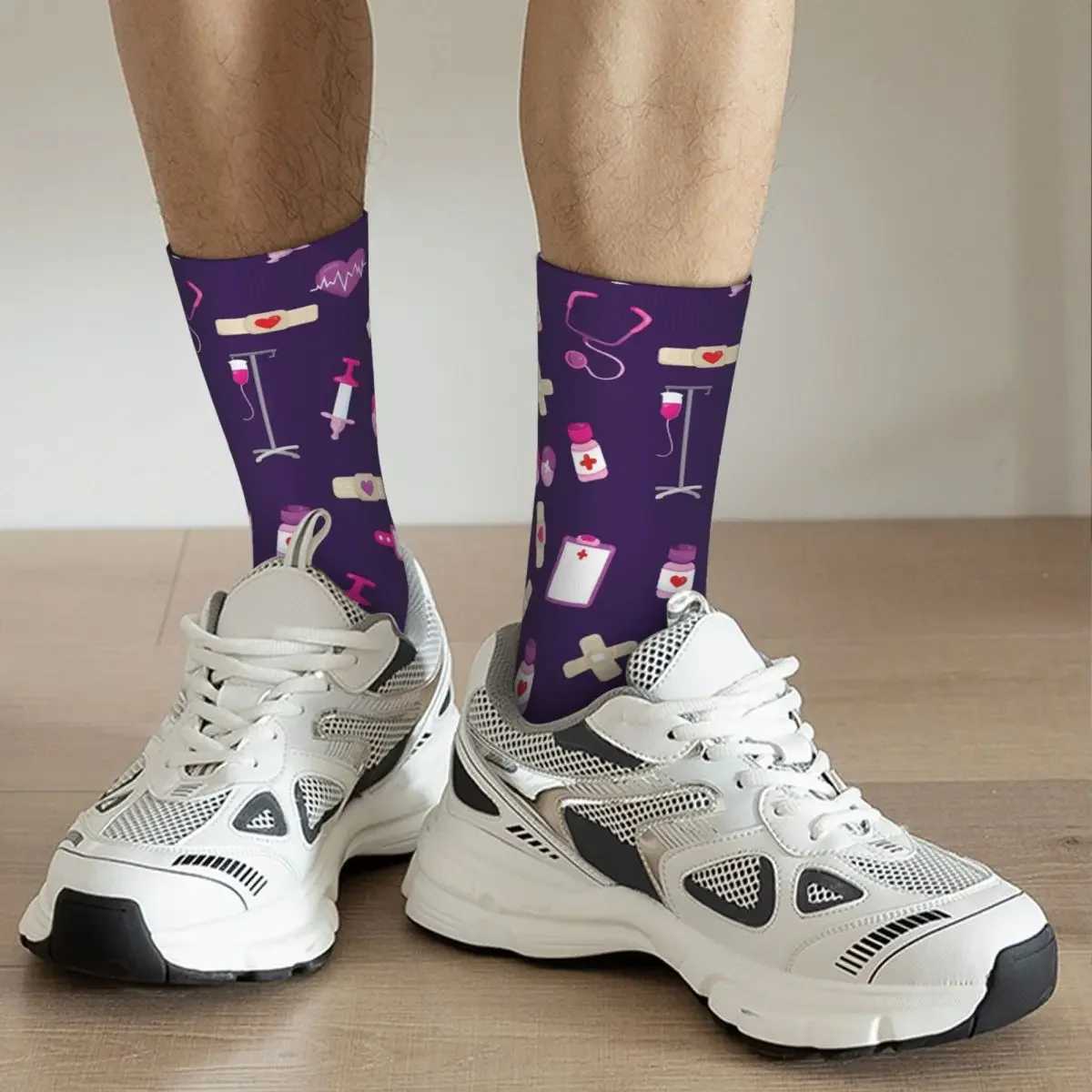 Cute Hospital Medical Pattern Gift For Nurses Socks Harajuku High Quality Stockings All Season Long Socks for Man Woman Gifts X250319