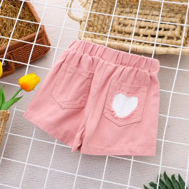 2025 Summer Kids Wears Pink Children Shorts Baby Cotton Pants Girls Pant Cartoon Children Casual Pants 3-6 Years 250319