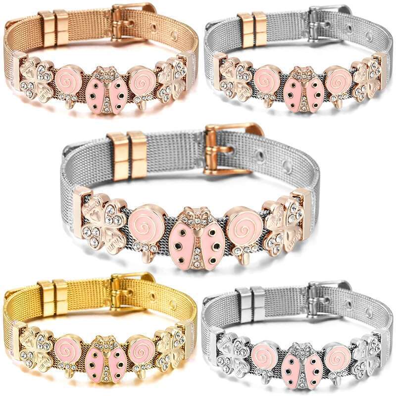 New Fashion 10mm Lollipop Beads Stainless Steel Mesh Bracelets DIY Charm Keeper Bracelets Bangle For Women Men Jewelry Gift