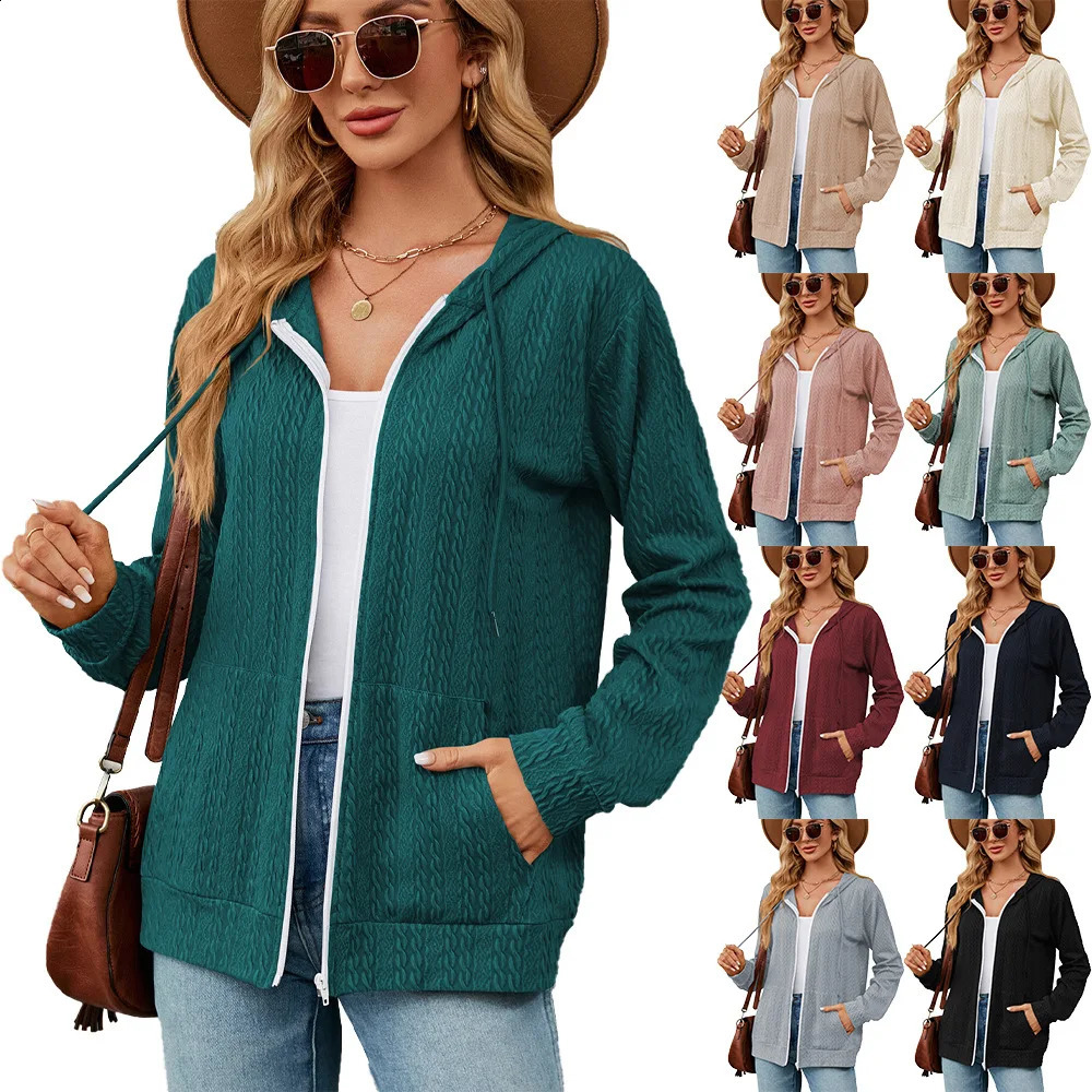 YJKDYK Spring Autumn Womens Outwears Female Solid Color Casual Loose Track Coats Zipper Sweat Jacket Ladys Tops 250317