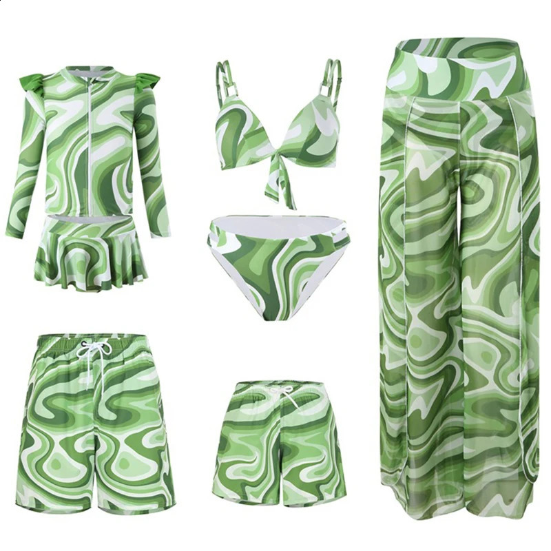 Summer Family Matching Outfits Look Mother Daughter Bikini Swimsuits Mommy And Me Clothes Dad Son Swimming Trunks 250319