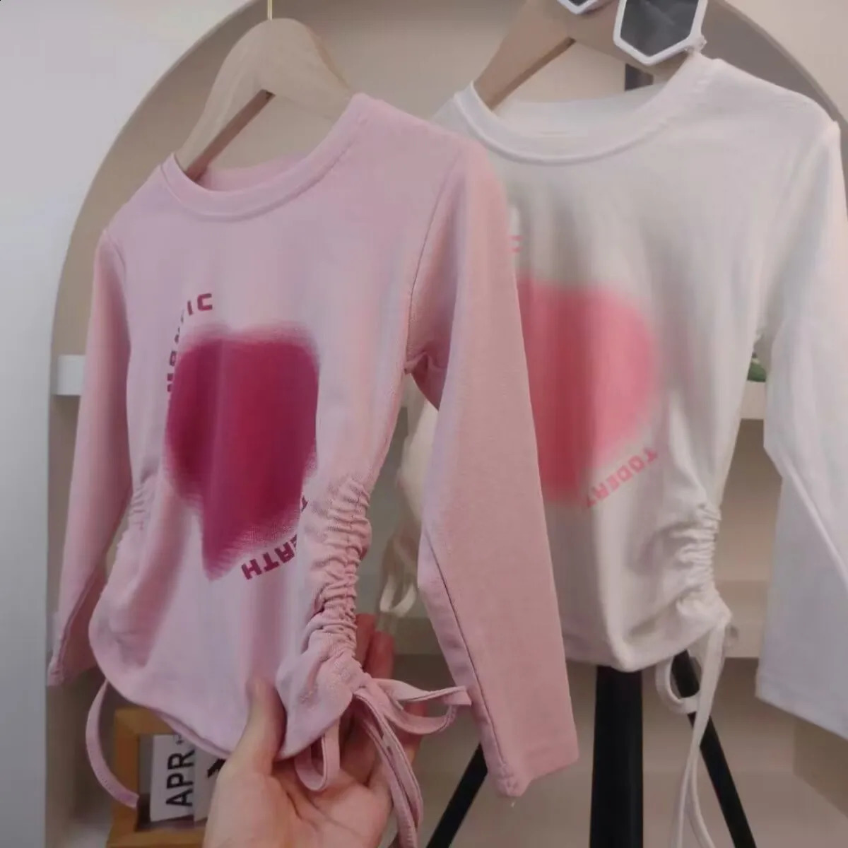 Baby Girls Long Sleeve T-shirt Love Heart Shirts Kids Top Tees Spring Autumn Childrens Korean Style Clothing 250319