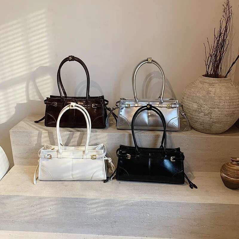 LEFTSIDE Small Short Handle PU Leather Tote Bags For Women 2025 Y2k Ladies Shoulder Bag Females Retro Simple Handbags And Purses