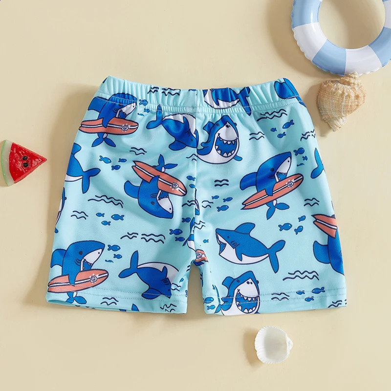 Children s Boys Swim Trunks with Fun Dinosaur Star Print Adjustable Elastic Waist Beach Shorts for Toddler Swimwear 250319