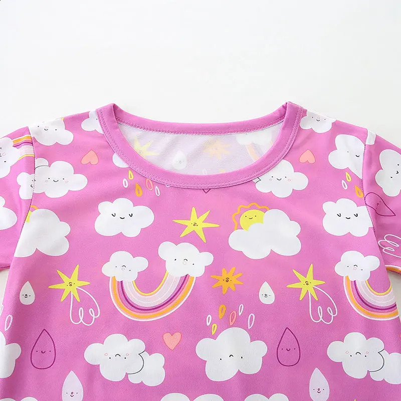 2025 Summer Kids Girls 2PCS Clothes Set Cartoon Printed Short Sleeve Tops Cotton Thin Shorts Suit Toddler Girls Outfits 250319