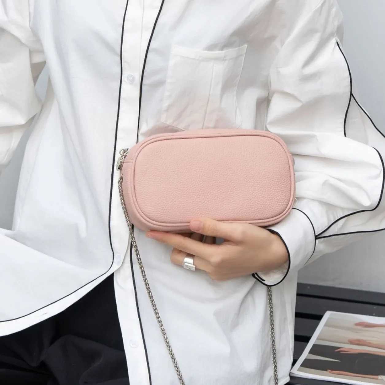 New Arrival A true denim leather womens cross body shoulder bag - a small lightweight zippered bag for womens phones keys and wallets T250318