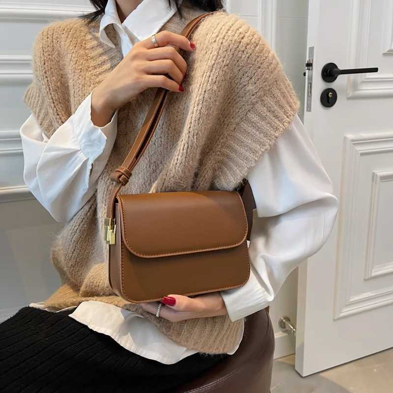 New Arrival Vintage Pu Leather Womens Bag Solid Color Simple Fashion Female Shoulder Crossbody Bags Luxury Design Bag T250318