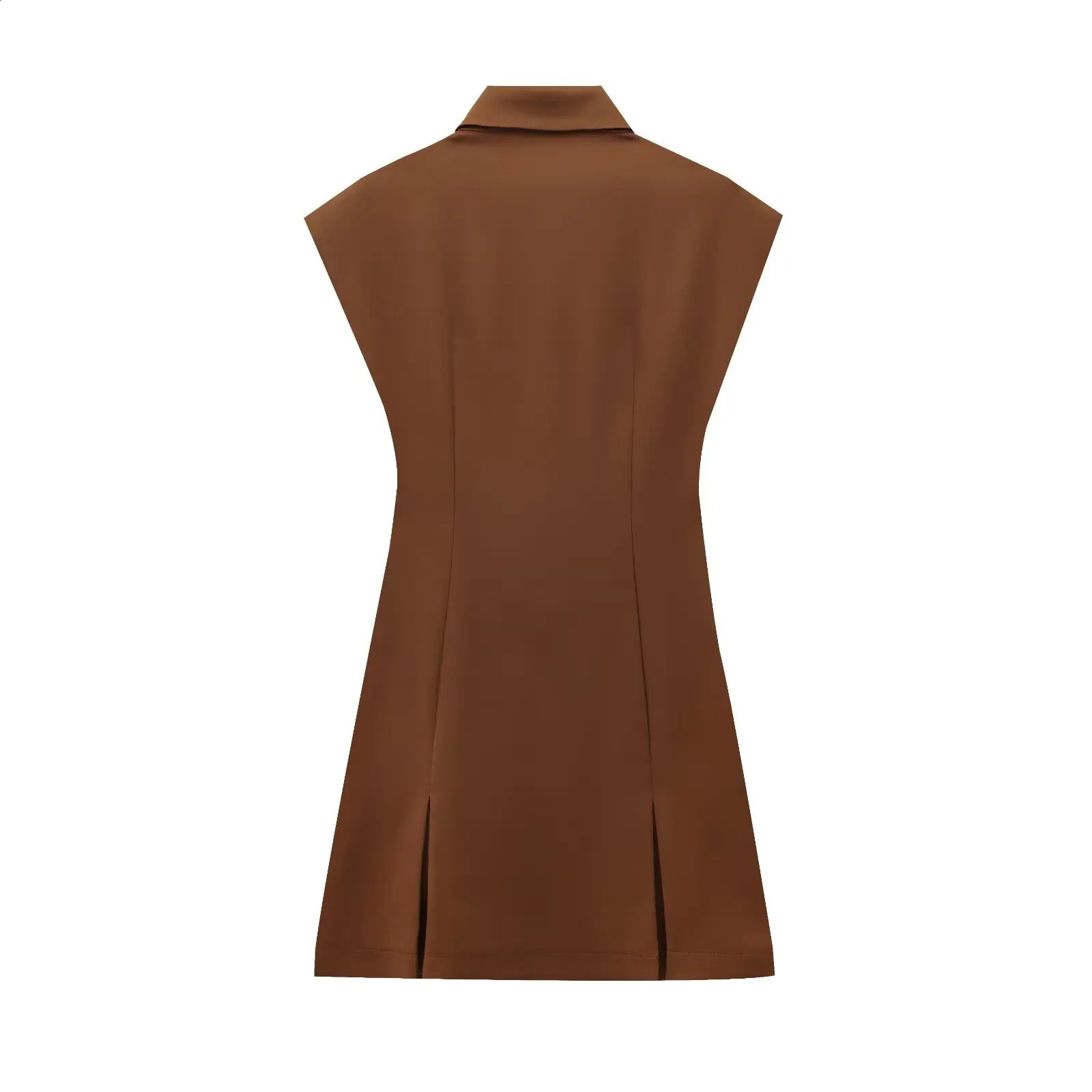 RARA Womens Sleeveless Collar Zipper Dress with Wrinkle Details Fashionable n Suitable for Daily Wear and Semi Formal Activities 250319