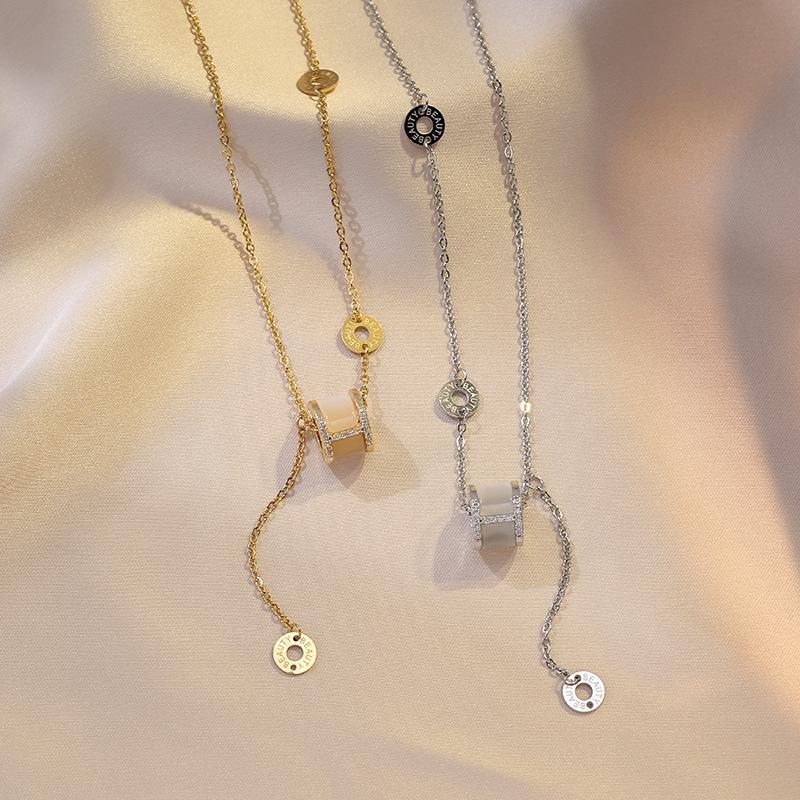 Elegant Titanium Steel Womens Necklace High End Light Luxury Collarbone Chain Jewelry for a Niche Style Statement