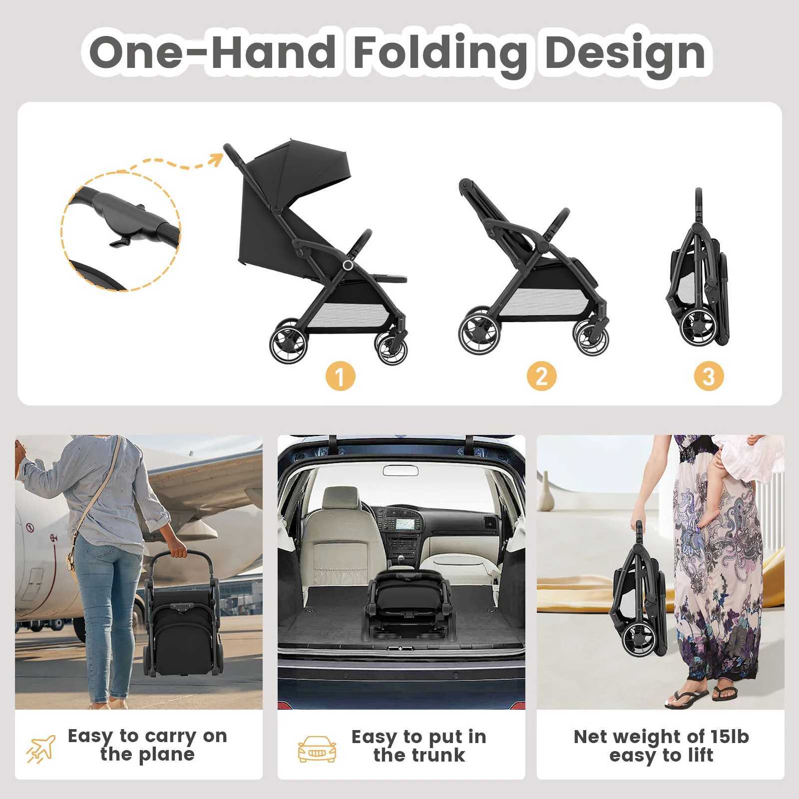 Standard stroller seat foldable portable newborn stroller luxury stroller set toddler 360 swing seat Z250319