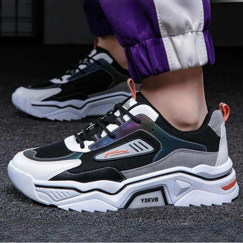 Fashion Mens Sneakers Breathable Casual Shoes Platform Mesh Vulcanized Shoes New Non Slip Tennis Shoe Outdoor Men Running Shoes Z250319