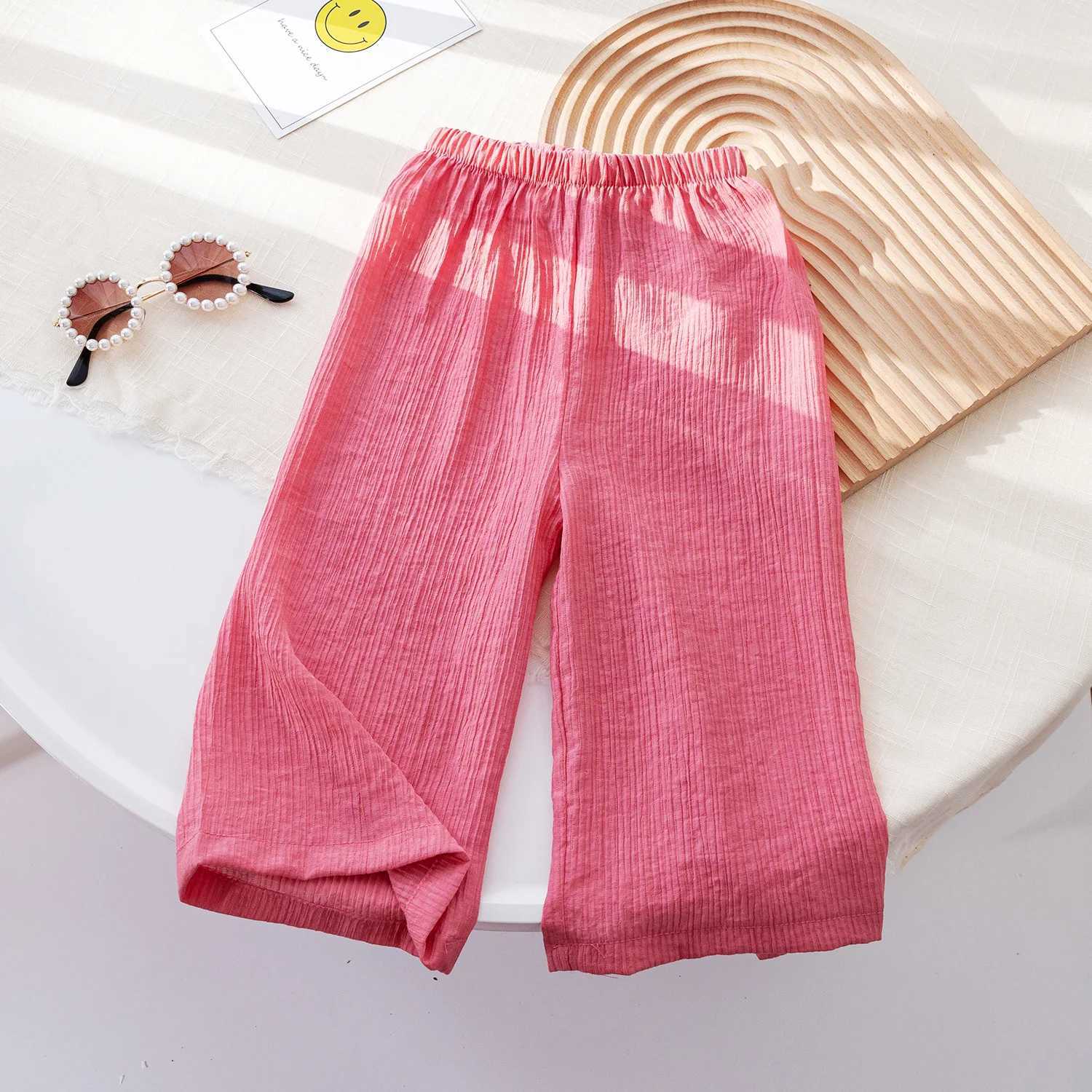 Childrens solid color wide leg boys and girls pants childrens clothing for 1 to 6 yearsT250318