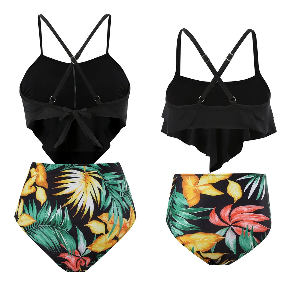2025 Summer Mother and Daughter Bikini Swimwear Beach Bath Swimsuits Mommy and Me Clothes Matching Outfits Girls Kids Swimsuits 250319