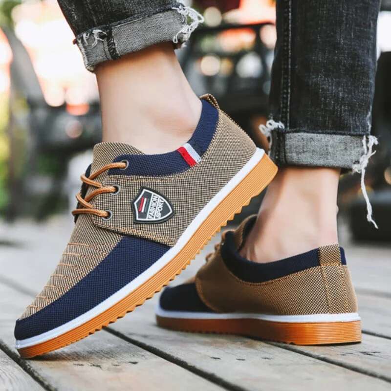 2025 new men's canvas shoes designer fashionable summer breathable men's casual sports tendon sole wear-resistant running shoes