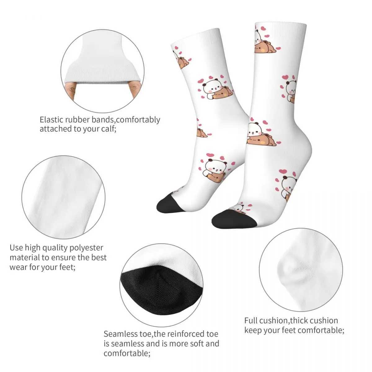 Fun Crazy Mens Socks Embrace Love Hip Hop Harajuku Bubu Dudu Cartoon Seamless Pattern Printed Boy Crew Socks Casual Gift X250319