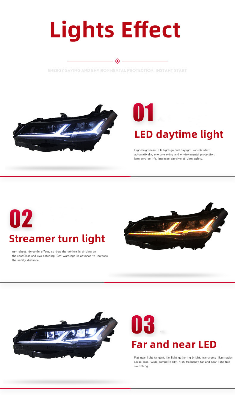 LED 4-Lens Headlights For Toyota Avalon 20 18-2023 Upgrade US Version Daytime Running Lights Dynamic Turn Signals Lamp