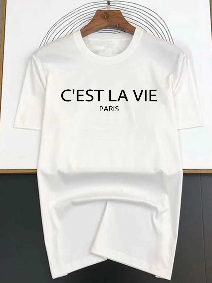 Summer Fashion Trend New Heavy Cotton T-shirt Letter Print Fashion High-end Fashion Brand Crew-neck Loose Short-sleeved T-shirtT250318