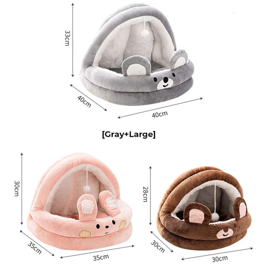 Cat Plush Supplies Cute Nest Cartoon Dog Mat Household Seasonal Semi Closed Pet Bed - view 7
