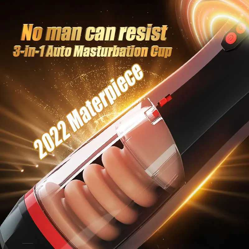 HESEKS Lifelike Automatic Sucking Male Masturbation Cup Inner Telescopic Vibrator Male Masturb Vaginas For Men Sex ToyXJ250319
