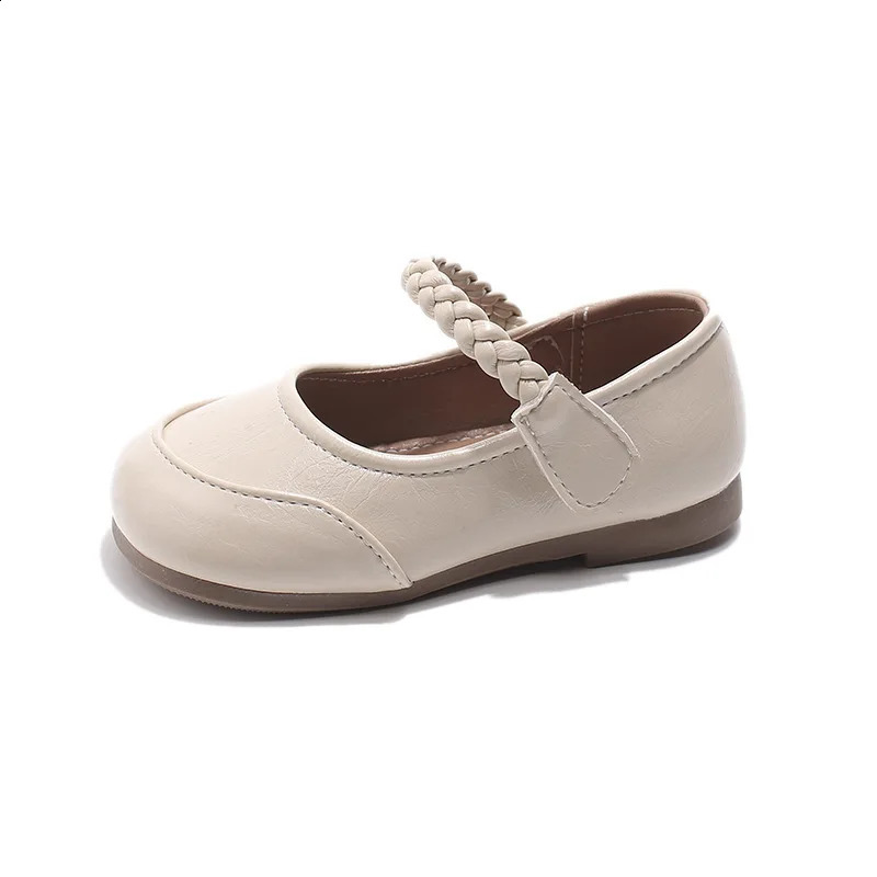 Spring Children Leather Shoes for Girls Fashion Korean Style Soft Antislippery Versatile Chic Ballet Elegant Flats 250319