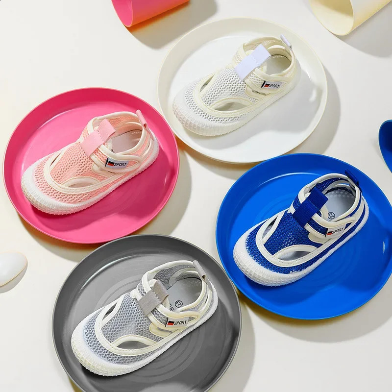 Kids Sandals Children Summer Shoes Boys Girls Half Cutouts Hollow Fashion Toecapped Candy Color Soft Breathable 2130 250304