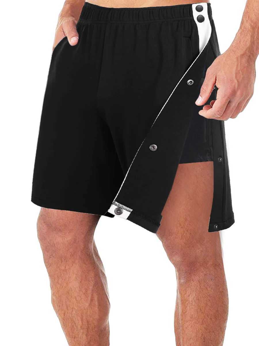Mens casual 2023 summer shorts patch work elastic waist loose shorts side button side pocket short S-3XL W250319