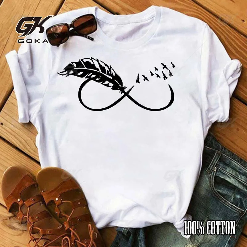 Fashion Birds Print Women Cotton T Shirt Loose Short Sleeve O Neck Hip Hop Ladies Tees Vintage Top Clothes Unisex Shirts 250311