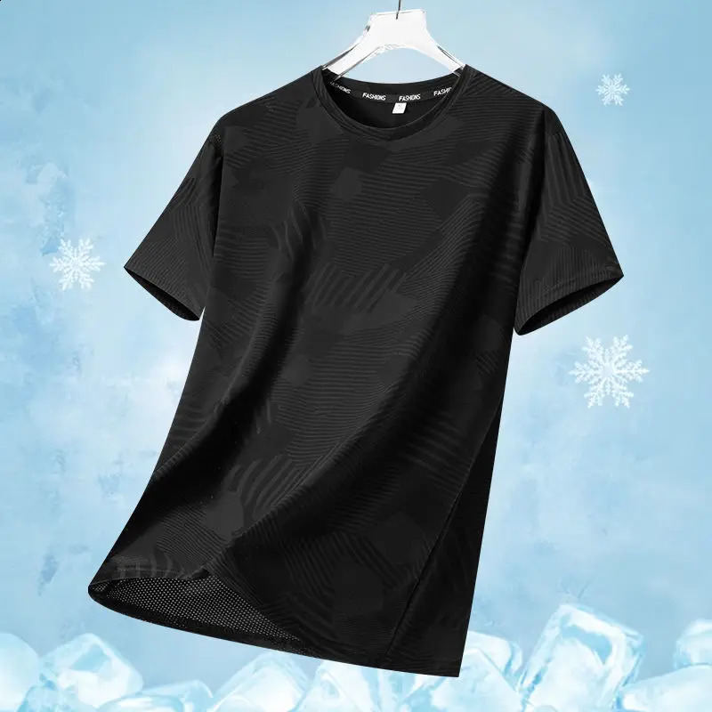 Summer mens short sleeved running casual round neck Tshirt training sportswear top ice silk 250319