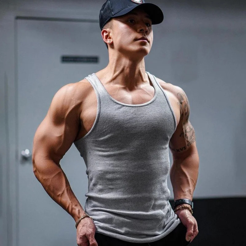 Summer Man Vest Running and Fitness T Shirt Slim Fit Fashion Trend Motion Fitness O-Neck Vest Top Tees 250319