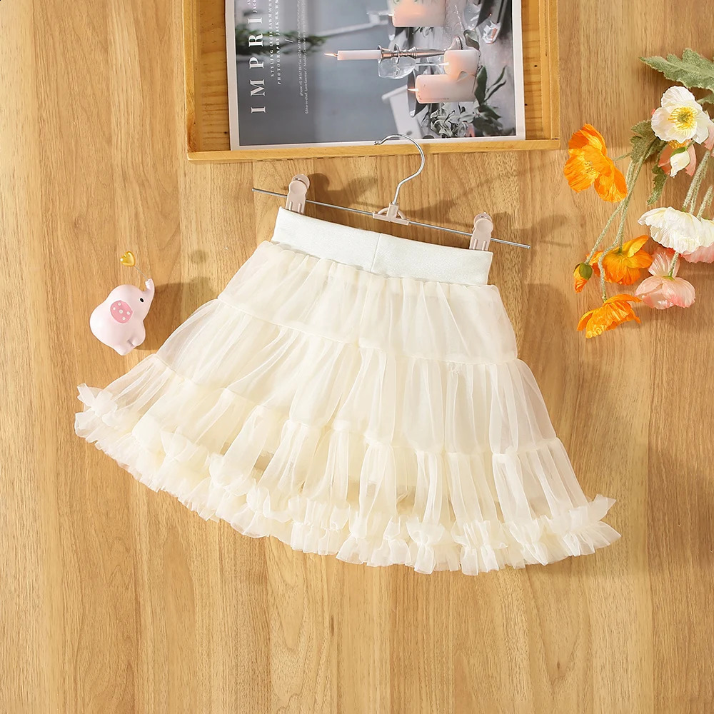 Summer girls baby skirt mesh pommel skirt pleated solid color sweet princess skirt all skirt pro-appropriation beach wind 250319