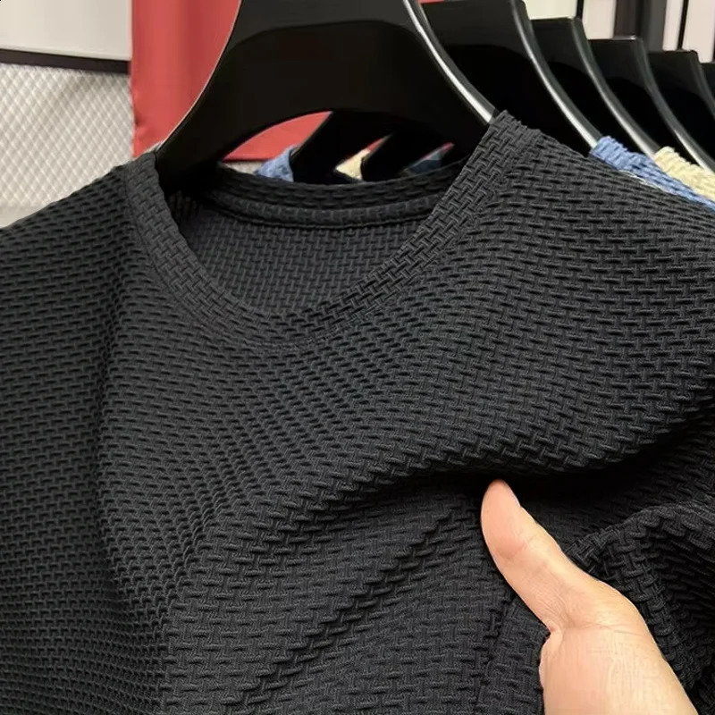 M-5XL Summer Mens Round Neck Short Sleeved T-shirt Wrinkle Resistant And Breathable Top Texture Fabric Leisure Versatile 250319