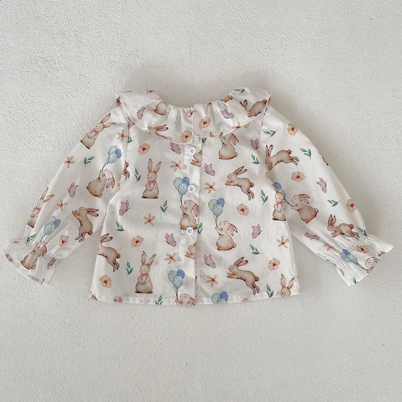 baby clothing for autumn suitable girls fashionable and versatile rabbit print top 250319
