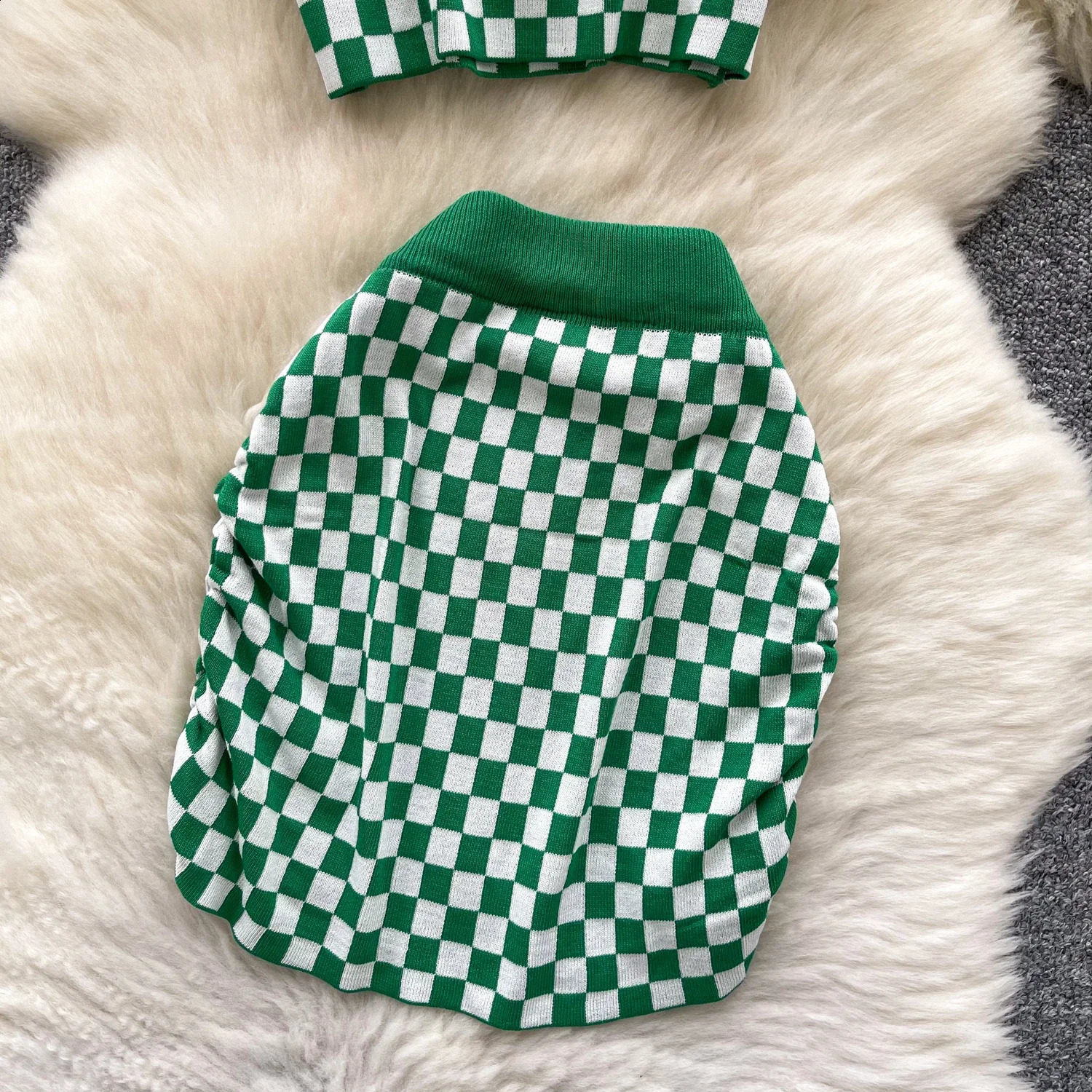 vacation style plain weave set for women strapless air mini tophigh waisted tight fitting dress fashionable casual knitted 250318