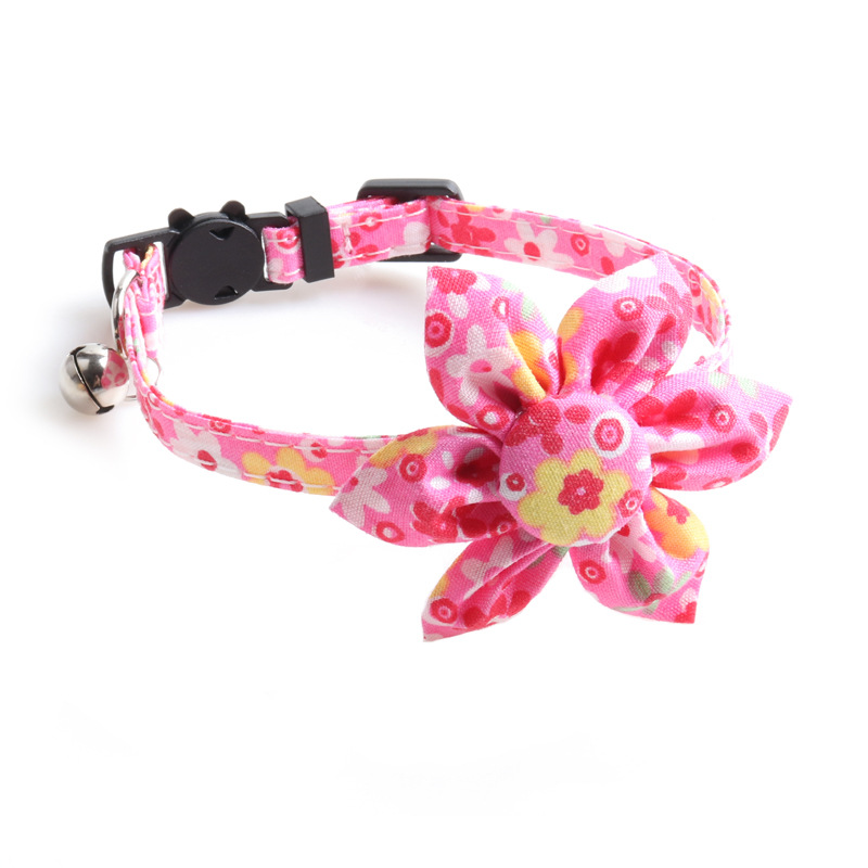 Breakaway Cat Collars for Girl Boy Cats, Cute Kitten Collar with Bells and Flowers, Safety Adjustable Female Male Kitty Puppy Floral Collar Pet Spring