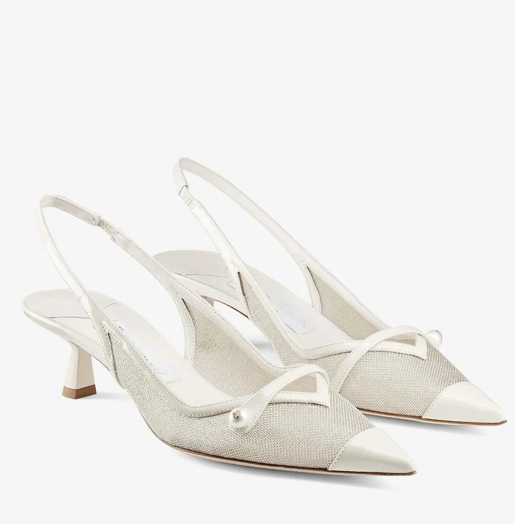 25SS Perfect Italian-crafted Women Amita Slingback & Pumps Pointed-toe Easy-to-wear Pearl Studs Lady Wedding Party Dress Lady Walking EU35-43 With Box