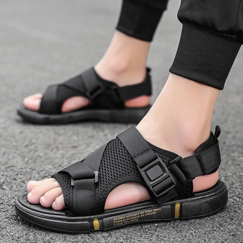Soft mens comfortable non slip mens sandals high-quality woven beach sandals mens gladiator sandals summer casual flat shoes 250317